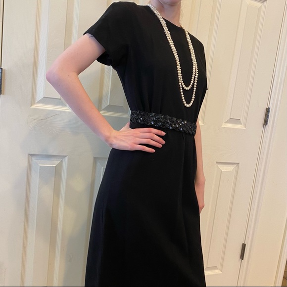 Vintage "Little Black Dress", Wool-blend sheath, NEW, short sleeve, size 14 - Picture 1 of 8